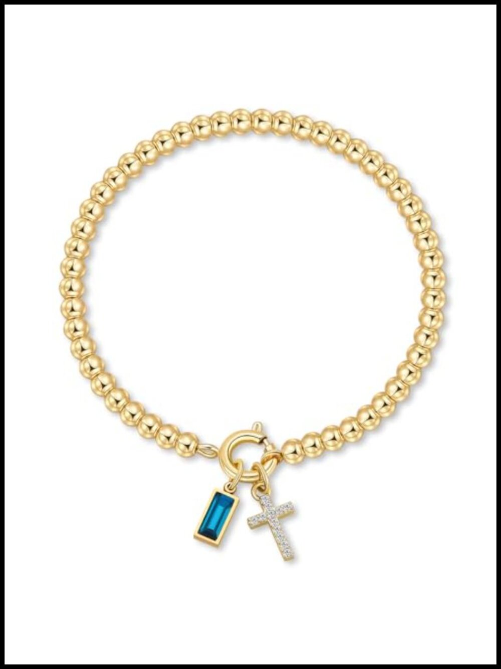 14K Gold Plated Dainty Elastic Birthstone Charm Bracelet